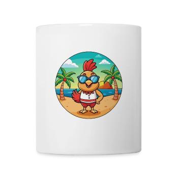 Hahn Lustige Cartoon Sommer Strand Sonnenbrille - Tasse - Weiß - Vorne