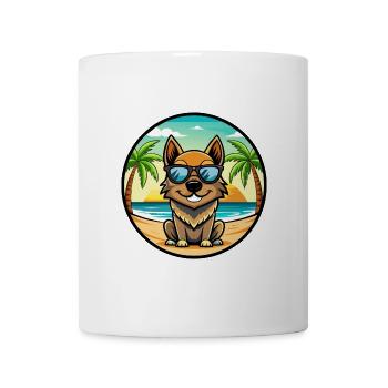 Black Tan Dog Breed Cartoon Sunglasses Beach - Mug - white - Front