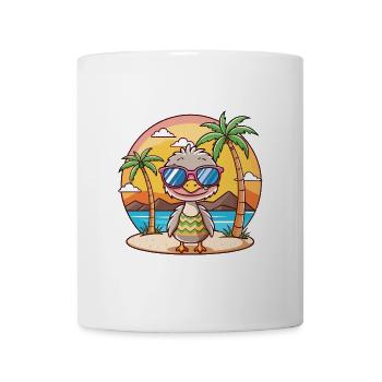 Strauß lustige Cartoon Sommer Strand Sonnenbrille - Tasse - Weiß - Vorne