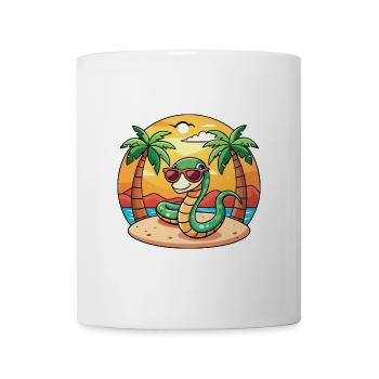 Schlange Lustige Cartoon Sommer Strand Sonnenbrille - Tasse - Weiß - Vorne