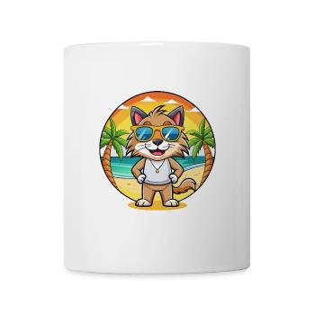 Lynx Lustige Cartoon Sommer Strand Sonnenbrille - Tasse - Weiß - Vorne