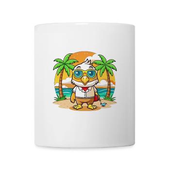 Hawk Lustige Cartoon Sommer Strand Sonnenbrille - Tasse - Weiß - Vorne