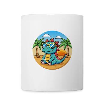 Dragon Funny Cartoon Lunettes de soleil de plage d’été - Mug blanc - blanc - Devant