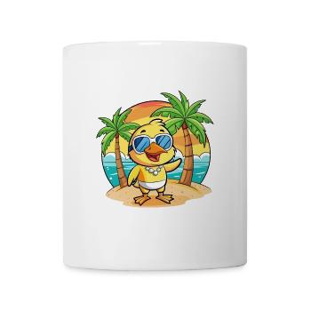Ente Lustige Cartoon Sommer Strand Sonnenbrille - Tasse - Weiß - Vorne