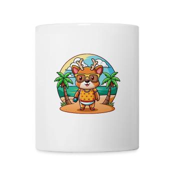 Hirsch Lustige Cartoon Sommer Strand Sonnenbrille - Tasse - Weiß - Vorne
