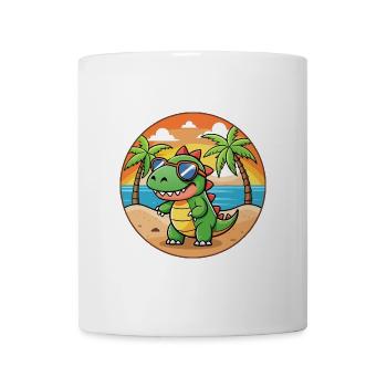 Dinosaurier Lustige Cartoon Sommer Strand Sonnenbrille - Tasse - Weiß - Vorne