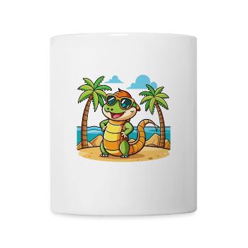 Anaconda Funny Cartoon Lunettes de soleil de plage d’été - Mug blanc - blanc - Devant