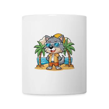 Wolf Lustige Cartoon Sommer Strand Sonnenbrille - Tasse - Weiß - Vorne