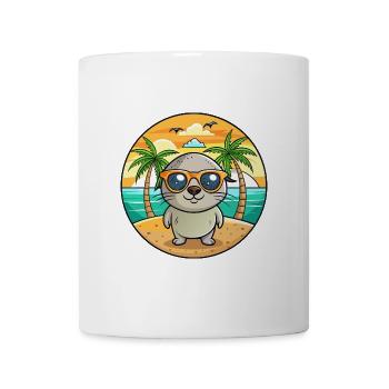 Lunettes de soleil de plage d’été de dessin animé drôle de phoque - Mug blanc - blanc - Devant