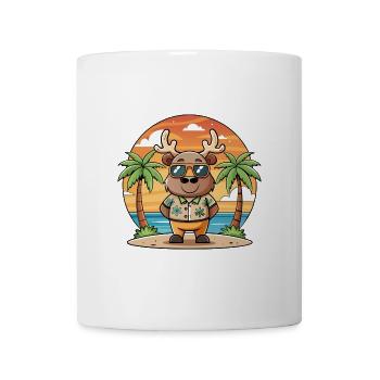 Elch Lustige Cartoon Sommer Strand Sonnenbrille - Tasse - Weiß - Vorne
