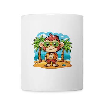 Lunettes de soleil de plage d’été de dessin animé drôle de singe - Mug blanc - blanc - Devant