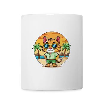 Lynx Lustige Cartoon Sommer Strand Sonnenbrille - Tasse - Weiß - Vorne