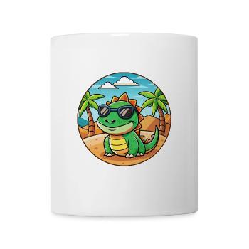 Lizard Lustige Cartoon Sommer Strand Sonnenbrille - Tasse - Weiß - Vorne
