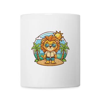 Lunettes de soleil de plage d’été Lion Funny Cartoon - Mug blanc - blanc - Devant