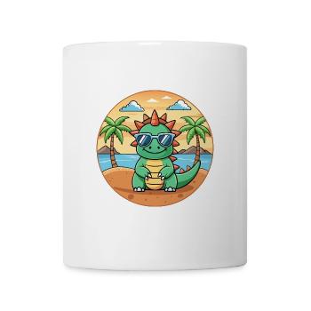 Dragon Funny Cartoon Lunettes de soleil de plage d’été - Mug blanc - blanc - Devant