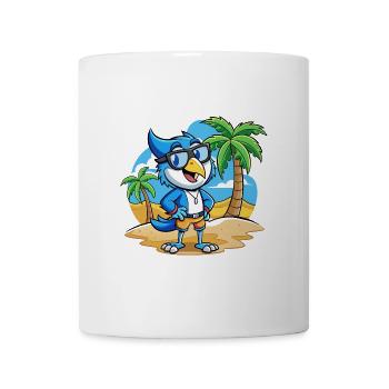Blue Jay Lustige Cartoon Sommer Strand Sonnenbrille - Tasse - Weiß - Vorne
