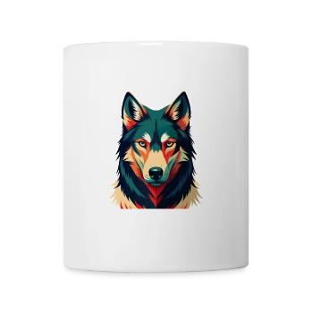 Wolf Cartoon Figur Buntes Haustier Tier - Tasse - Weiß - Vorne