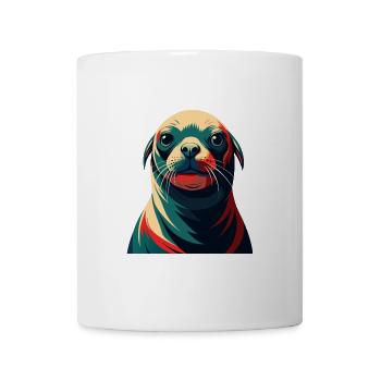 phoque dessin animé personnage animal de compagnie coloré - Mug blanc - blanc - Devant