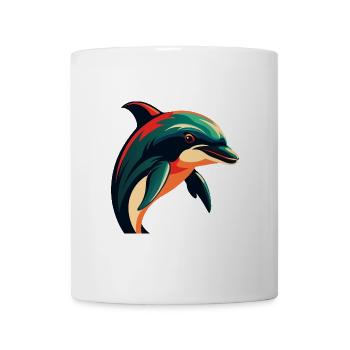 Dauphin Personnage De Dessin Animé Animal De Compagnie Coloré - Mug blanc - blanc - Devant