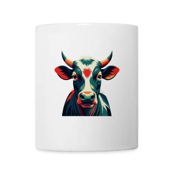 Kuh Cartoon Figur Buntes Haustier Tier - Tasse - Weiß - Vorne