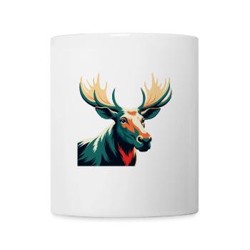 Elch Cartoon Figur Buntes Haustier Tier - Tasse - Weiß - Vorne