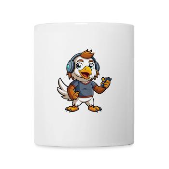 Adler Lustige Zeichentrickfigur Kopfhörer Musik - Tasse - Weiß - Vorne
