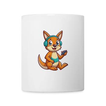 Känguru Lustige Zeichentrickfigur Kopfhörer Musik - Tasse - Weiß - Vorne