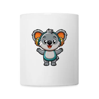 Koala Lustige Zeichentrickfigur Kopfhörer Musik - Tasse - Weiß - Vorne