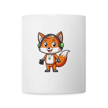 Fuchs Lustige Zeichentrickfigur Kopfhörer Musik - Tasse - Weiß - Vorne