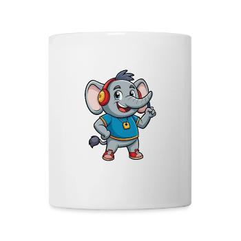 Elefant Lustige Zeichentrickfigur Kopfhörer Musik - Tasse - Weiß - Vorne