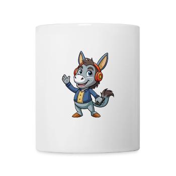Esel Lustige Cartoon Figur Kopfhörer Musik - Tasse - Weiß - Vorne