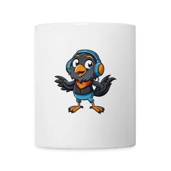 Crow Funny Cartoon Character Headphone Music - Mug - white - Front