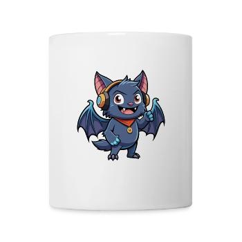 Fledermaus Lustige Zeichentrickfigur Kopfhörer Musik - Tasse - Weiß - Vorne