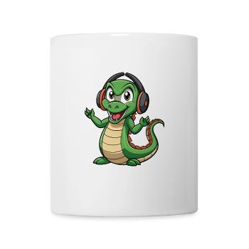 Anaconda Lustige Cartoon Figur Kopfhörer Musik - Tasse - Weiß - Vorne