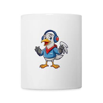 Albatross Funny Cartoon Character Musique de casque - Mug blanc - blanc - Devant