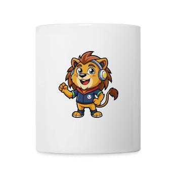 Löwe Lustige Zeichentrickfigur Kopfhörer Musik - Tasse - Weiß - Vorne