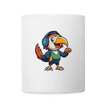 Toucan Funny Cartoon Character Headphone Music - Mug - white - Front