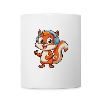 Écureuil Drôle Dessin Animé Personnage Casque Musique - Mug blanc - blanc - Devant