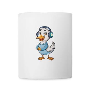 Gans Lustige Zeichentrickfigur Kopfhörer Musik - Tasse - Weiß - Vorne
