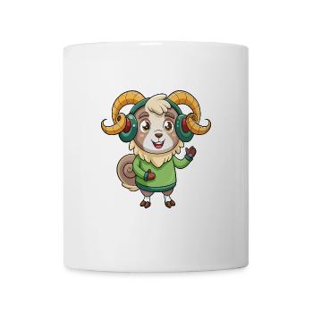 Ram Lustige Zeichentrickfigur Kopfhörer Musik - Tasse - Weiß - Vorne