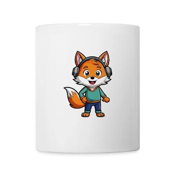 Fuchs Lustige Zeichentrickfigur Kopfhörer Musik - Tasse - Weiß - Vorne