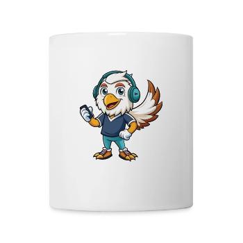 Adler Lustige Zeichentrickfigur Kopfhörer Musik - Tasse - Weiß - Vorne