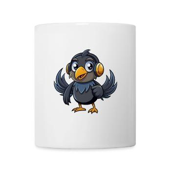 Krähe Lustige Zeichentrickfigur Kopfhörer Musik - Tasse - Weiß - Vorne