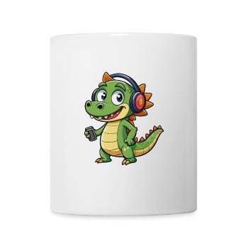 Krokodil Lustige Zeichentrickfigur Kopfhörer Musik - Tasse - Weiß - Vorne