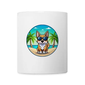 Schwedische Vallhund Hunderasse Cartoon Sonnenbrille Strand - Tasse - Weiß - Vorne