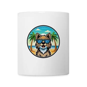 Schwedische Lapphund Hunderasse Cartoon Sonnenbrille Strand - Tasse - Weiß - Vorne