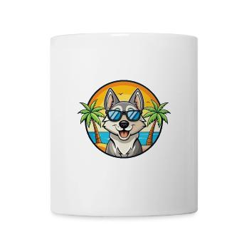 Schwedischer Elchhund Hunderasse Cartoon Sonnenbrille Strand - Tasse - Weiß - Vorne