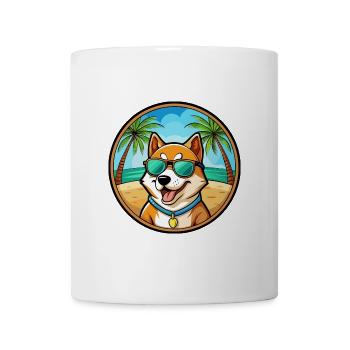 Shikoku Hunderasse Cartoon Sonnenbrille Strand - Tasse - Weiß - Vorne