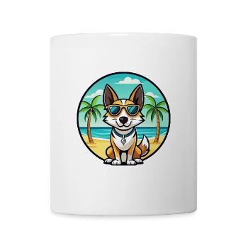 Spielzeug Foxterrier Hund Rasse Cartoon Sonnenbrille Strand - Tasse - Weiß - Vorne