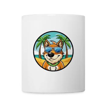 Volpino Italiano Hunderasse Cartoon Sonnenbrille Strand - Tasse - Weiß - Vorne